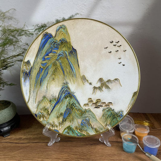 Mountains, DIY Cloisonne Filigree Enamel Painting Kit, with Tutorial& All Tools