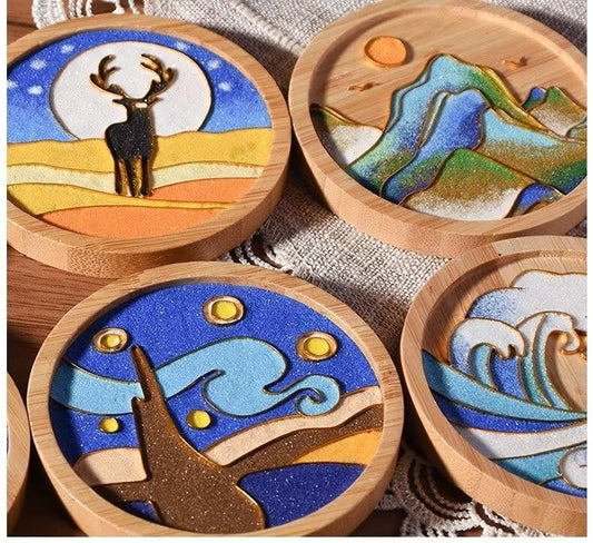 6PCs DIY Coasters Filigree Enamels Art with Epoxy Resin Unique Crafts Coaster DIY Kits Perfect Hobby for Adults Teens Elderly Handmade Home Decor Gifts
