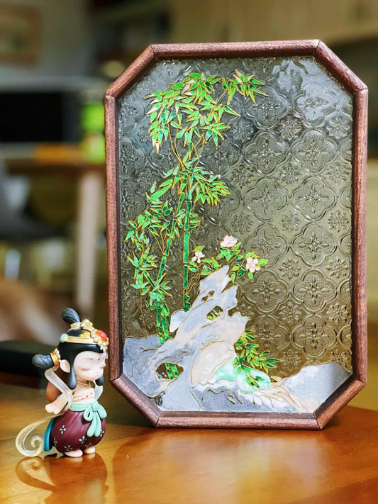 Bamboo Filigree on Glass, DIY Cloisonne Filigree Enamel Painting Kit, with Tutorial& All Tools