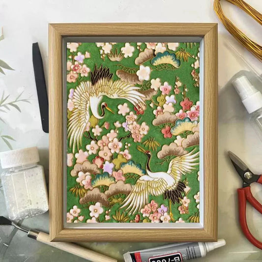 Spring Cranes, DIY Cloisonne Filigree Enamel Kit, with Tutorial& All Tools