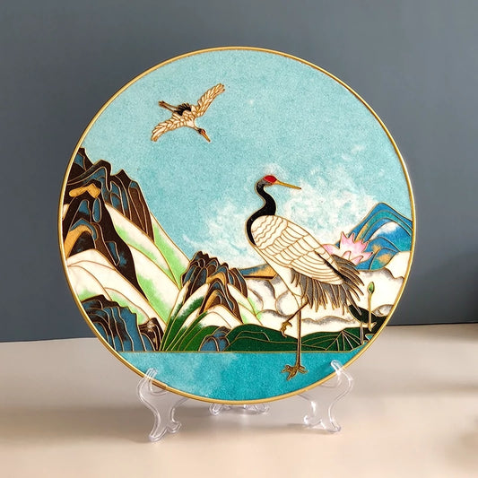 Crane in Mountains, DIY Cloisonne Filigree Enamel Painting Kit, with Tutorial& All Tools
