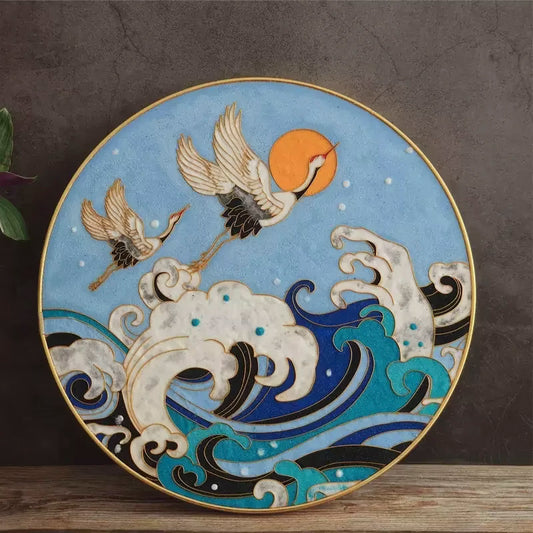 Crane over Blue Waves