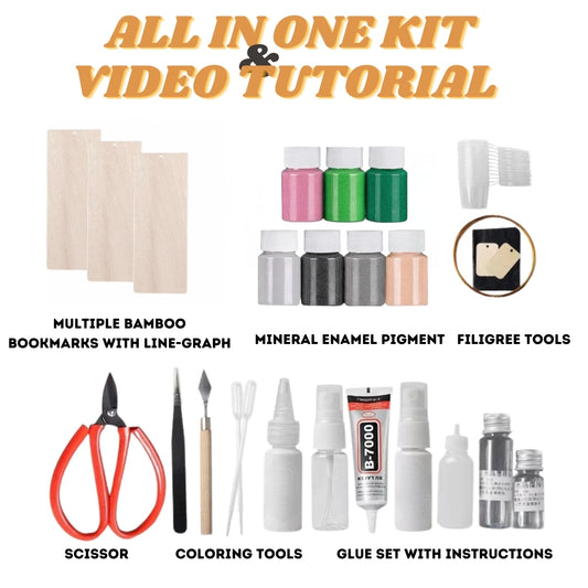 3PCs Mountains Bookmarks, DIY Cloisonne Filigree Enamel Painting Kit, with Tutorial& All Tools