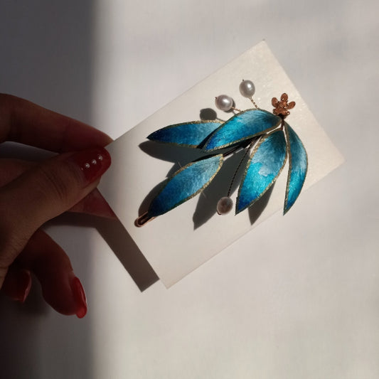 Bamboo Branch, Handmade Silk Velvet Flower,Brooch/Hair Pin/Clip