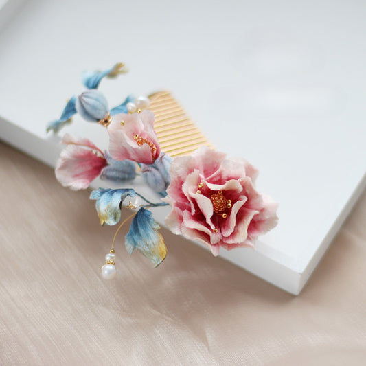 Flowers and birds, Handmade Silk Velvet Flower,Brooch/Hair Pin/Clip