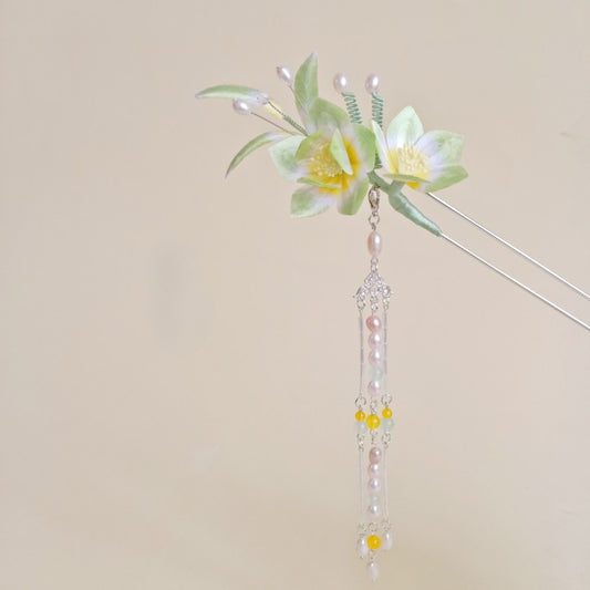 Green Flower, Handmade Silk Velvet Flower,Brooch/Hair Pin/Clip