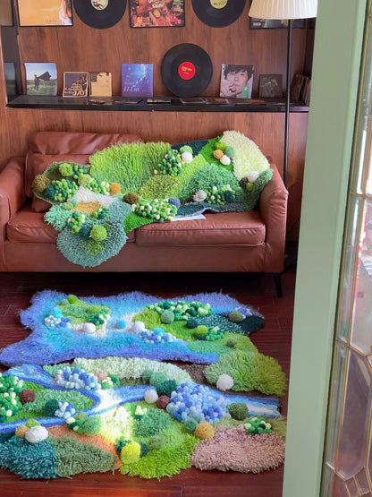 Completed moss moss carpet displayed as home decor floor rug