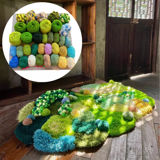 spring moss carpet latch hook kit complete set with yarn and tools