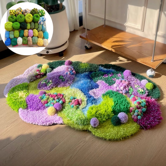 lavender moss carpet latch hook kit complete set with yarn and tools