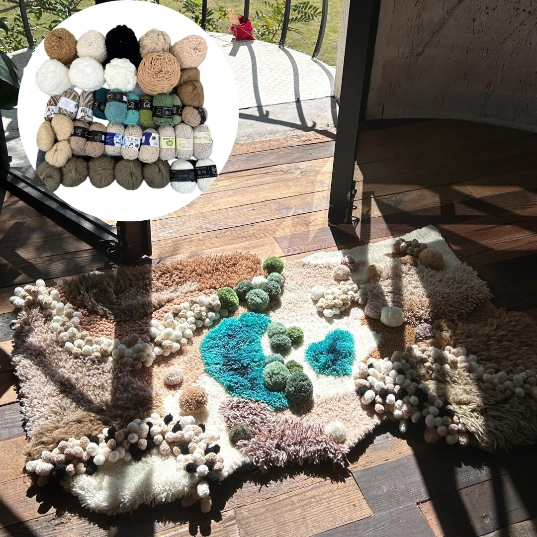 desert moss carpet latch hook kit complete set with yarn and tools