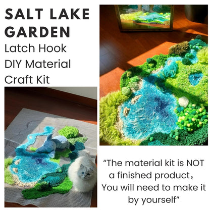 salt lake moss carpet DIY kit detail showing yarn texture and color