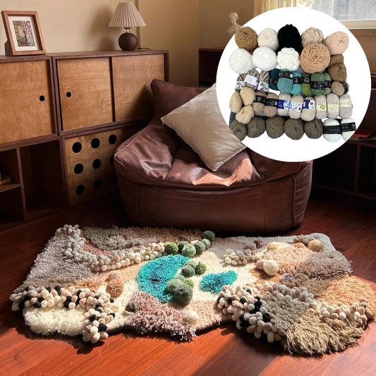 Finished desert moss carpet handmade with latch hook DIY kit