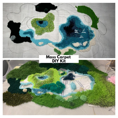 Step-by-step latch hook tutorial for beginner salt lake moss carpet project
