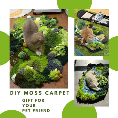 spring moss carpet DIY kit detail showing yarn texture and color