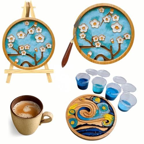 DIY Coaster Craft Kits, Cloisonne Filigree Enamel Art Painting Crafts Coasters Starter Kit, DIY Craft Coasters Supplies for Adults, Hobby for Adults Women Elderly, Handmade Home Decor Gifts