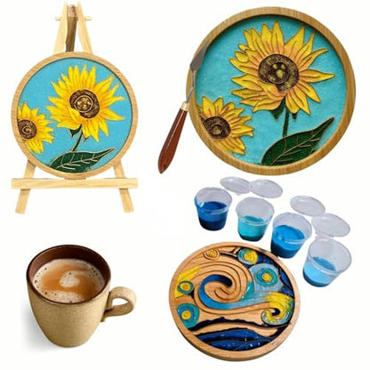 DIY Coaster Craft Kits, Cloisonne Filigree Enamel Art Painting Crafts Coasters Starter Kit, DIY Craft Coasters Supplies for Adults, Hobby for Adults Women Elderly, Handmade Home Decor Gifts