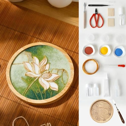 DIY Coaster Craft Kits, Cloisonne Filigree Enamel Art Painting Crafts Coasters Starter Kit, DIY Craft Coasters Supplies for Adults, Hobby for Adults Women Elderly, Handmade Home Decor Gifts