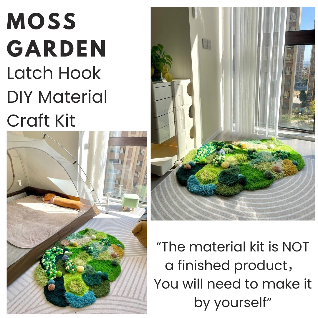 spring moss carpet latch hook kit packaged for gift giving