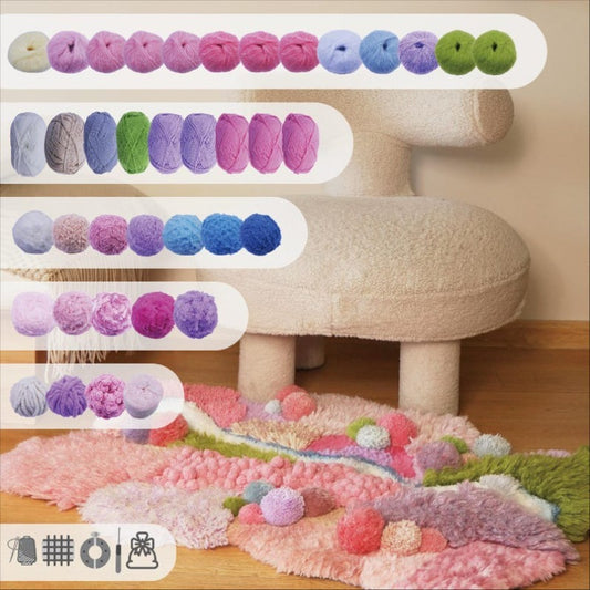 Finished pink moss carpet handmade with latch hook DIY kit