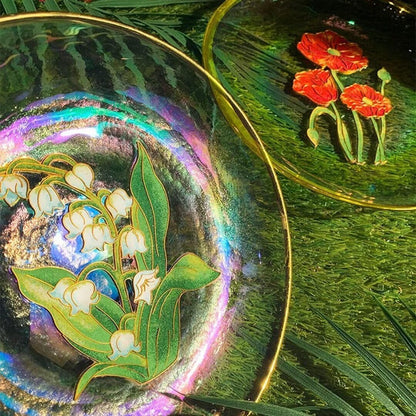 Cloisonne DIY Kit Suitable for Beginners,Lotus On Acrylic Plate,Home Decoration,Including All Tools,Paint by Numbers Kit,Pre-Drawn Painting for Adults and Kids,6" Diameter