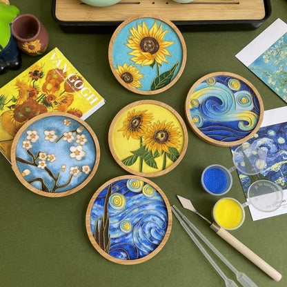 DIY Coaster Craft Kits, Cloisonne Filigree Enamel Art Painting Crafts Coasters Starter Kit, DIY Craft Coasters Supplies for Adults, Hobby for Adults Women Elderly, Handmade Home Decor Gifts