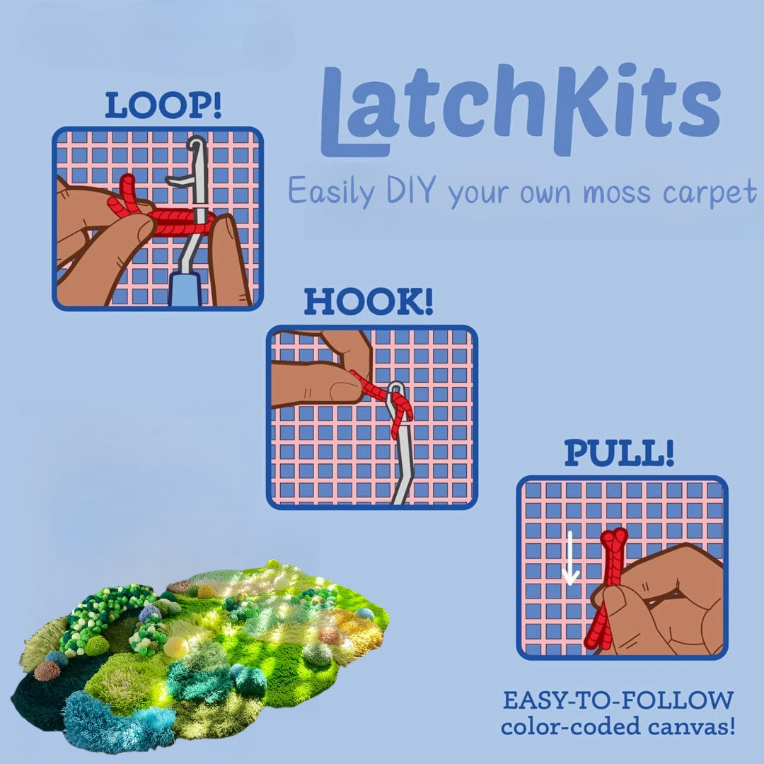 Finished spring moss carpet handmade with latch hook DIY kit
