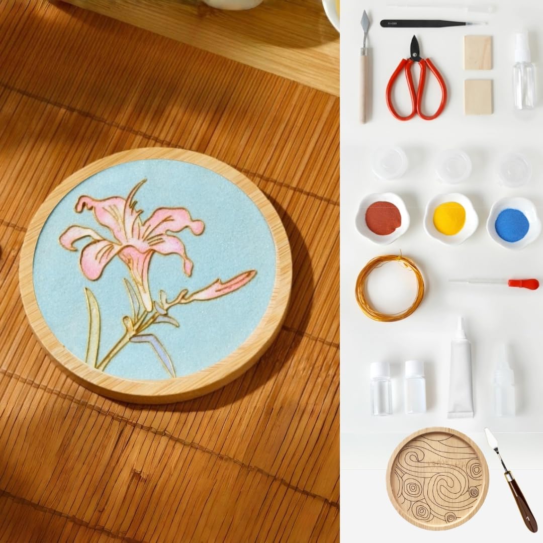 DIY Coaster Craft Kits, Cloisonne Filigree Enamel Art Painting Crafts Coasters Starter Kit, DIY Craft Coasters Supplies for Adults, Hobby for Adults Women Elderly, Handmade Home Decor Gifts