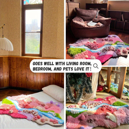 Beginner latch hook moss carpet kit with printed instructions included