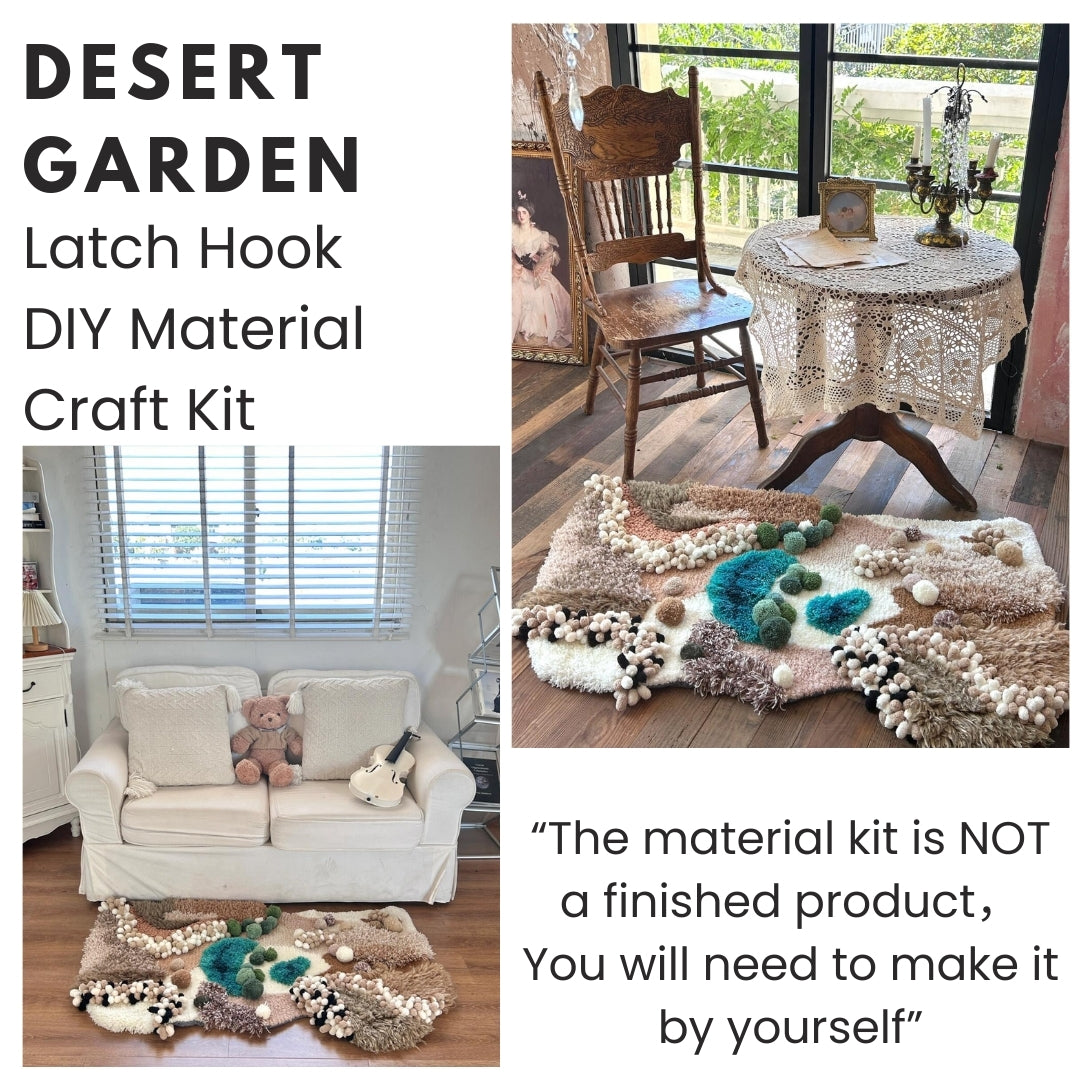 Completed desert moss carpet displayed as home decor floor rug