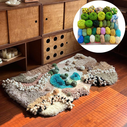 Beginner latch hook desert moss carpet kit with printed instructions