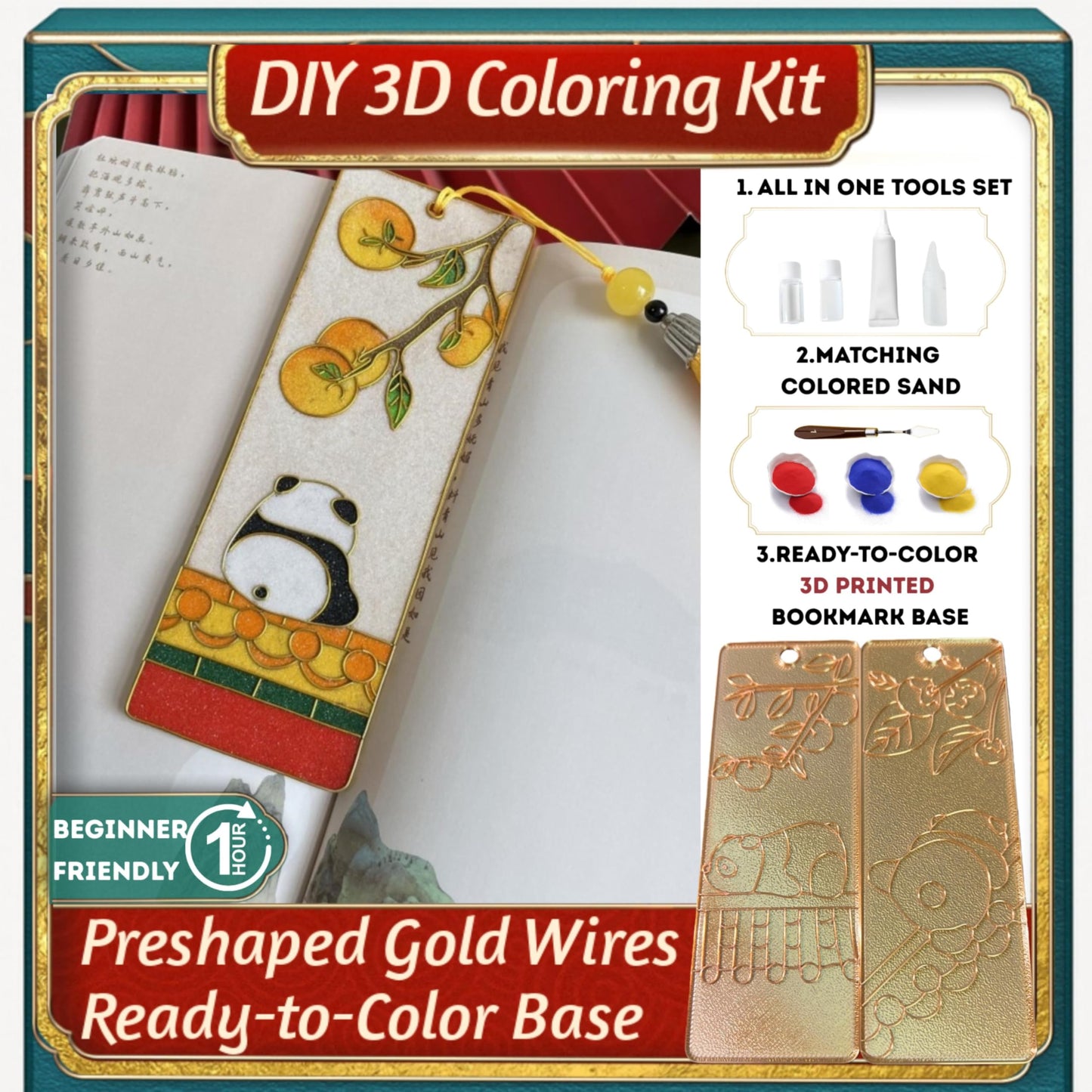 DIY 3D Enamel Coloring Bookmark Craft Kit
