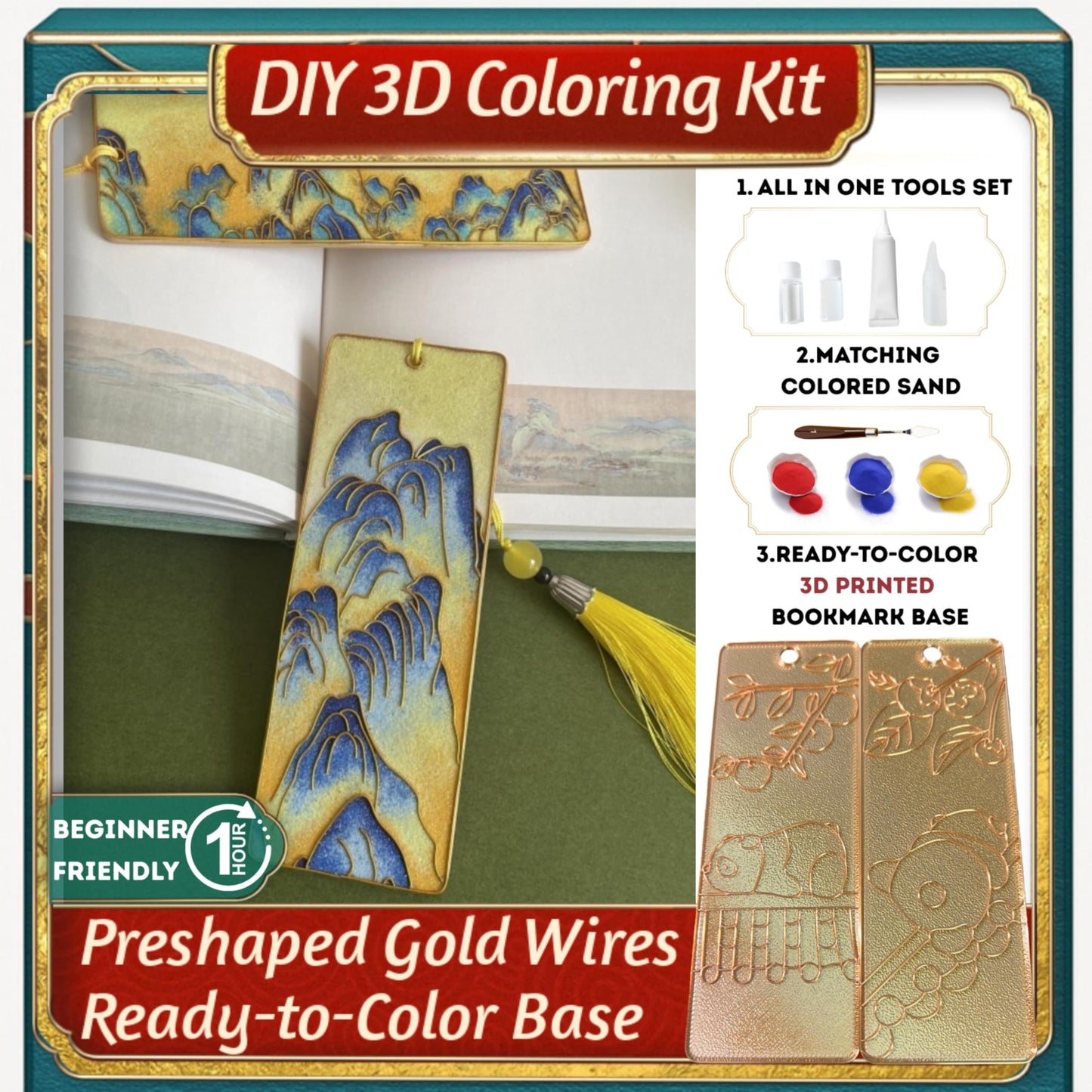 DIY 3D Enamel Coloring Bookmark Craft Kit
