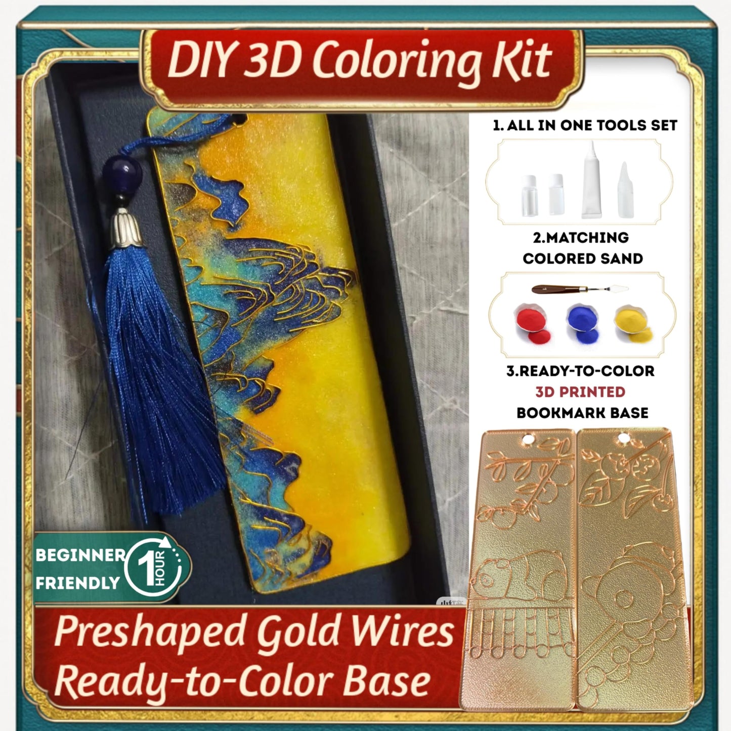 DIY 3D Enamel Coloring Bookmark Craft Kit