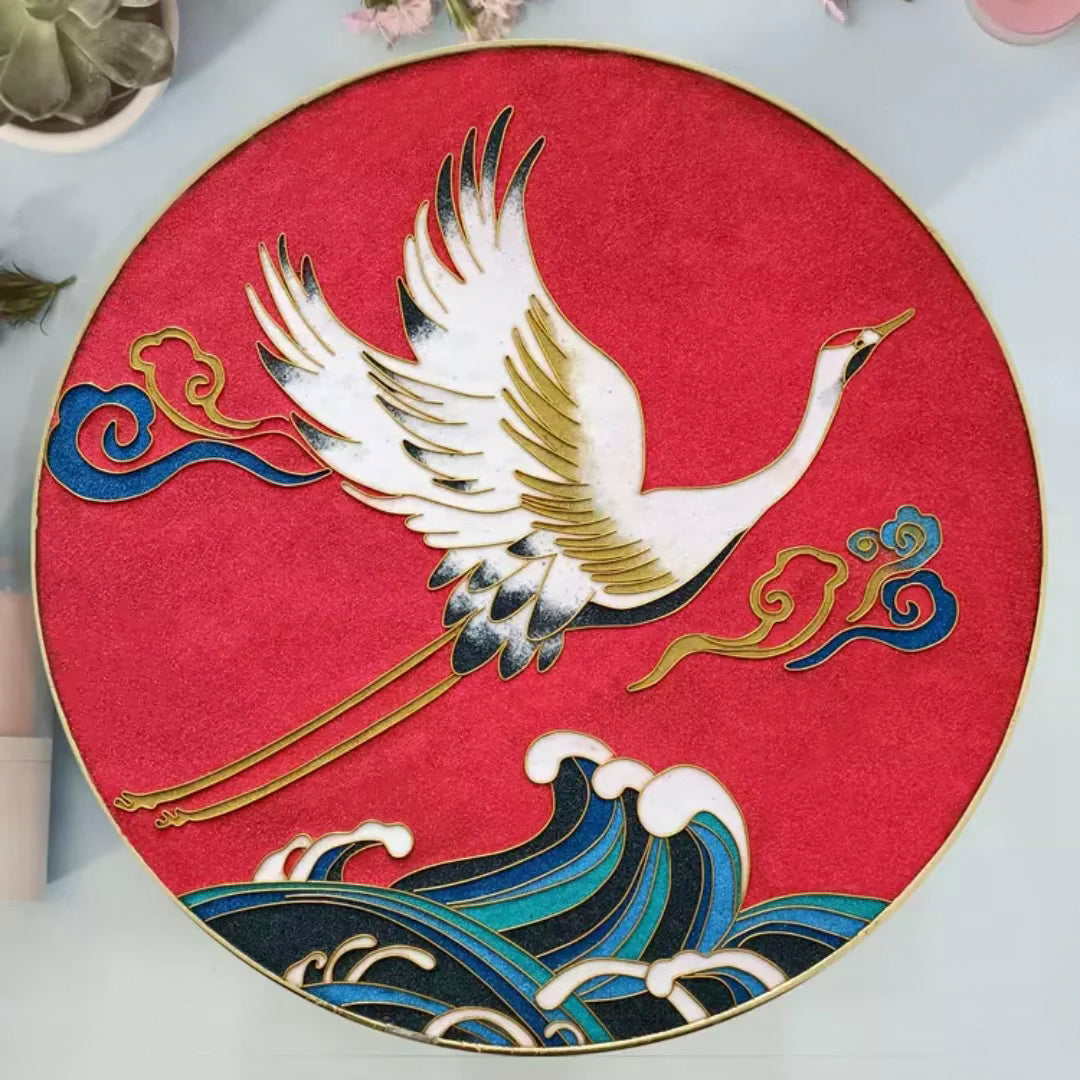Crane over Red Waves