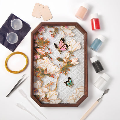 Butterfly Filigree on Glass, DIY Cloisonne Filigree Enamel Painting Kit, with Tutorial& All Tools