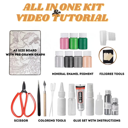 Beginner Cloisonne Enamel DIY Kit, with Tutorial& All Tools