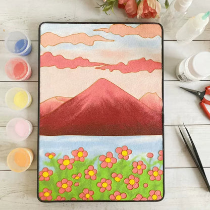 Pink Mountains, DIY Cloisonne Filigree Enamel Kit, with Tutorial& All Tools