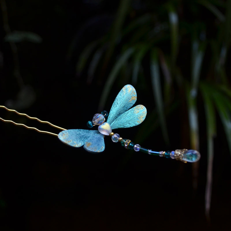 Dragonfly, Handmade Silk Velvet Flower,Brooch/Hair Pin/Clip