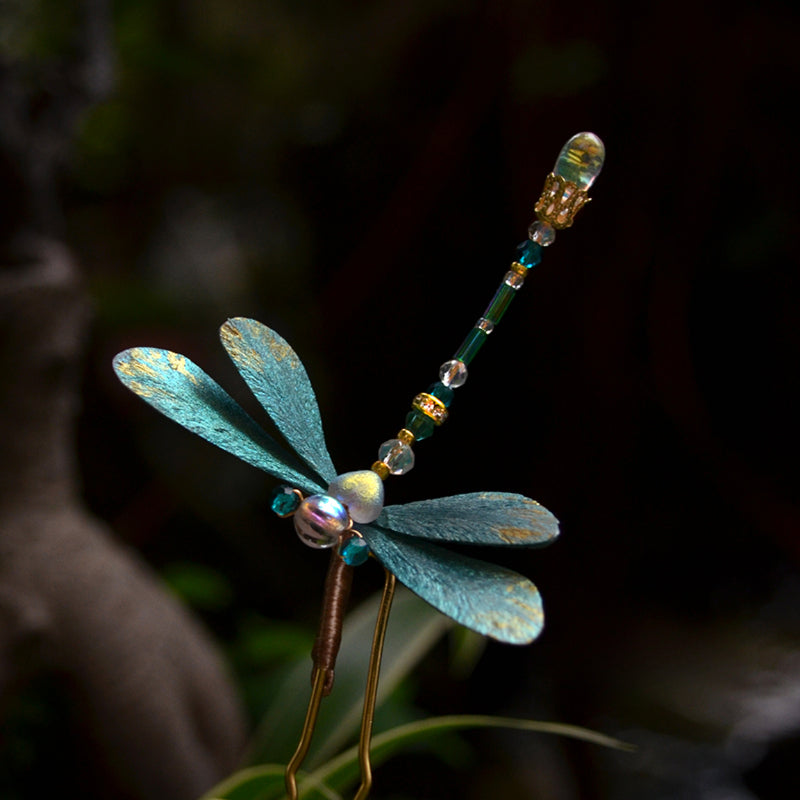 Dragonfly, Handmade Silk Velvet Flower,Brooch/Hair Pin/Clip