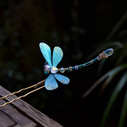 Dragonfly, Handmade Silk Velvet Flower,Brooch/Hair Pin/Clip
