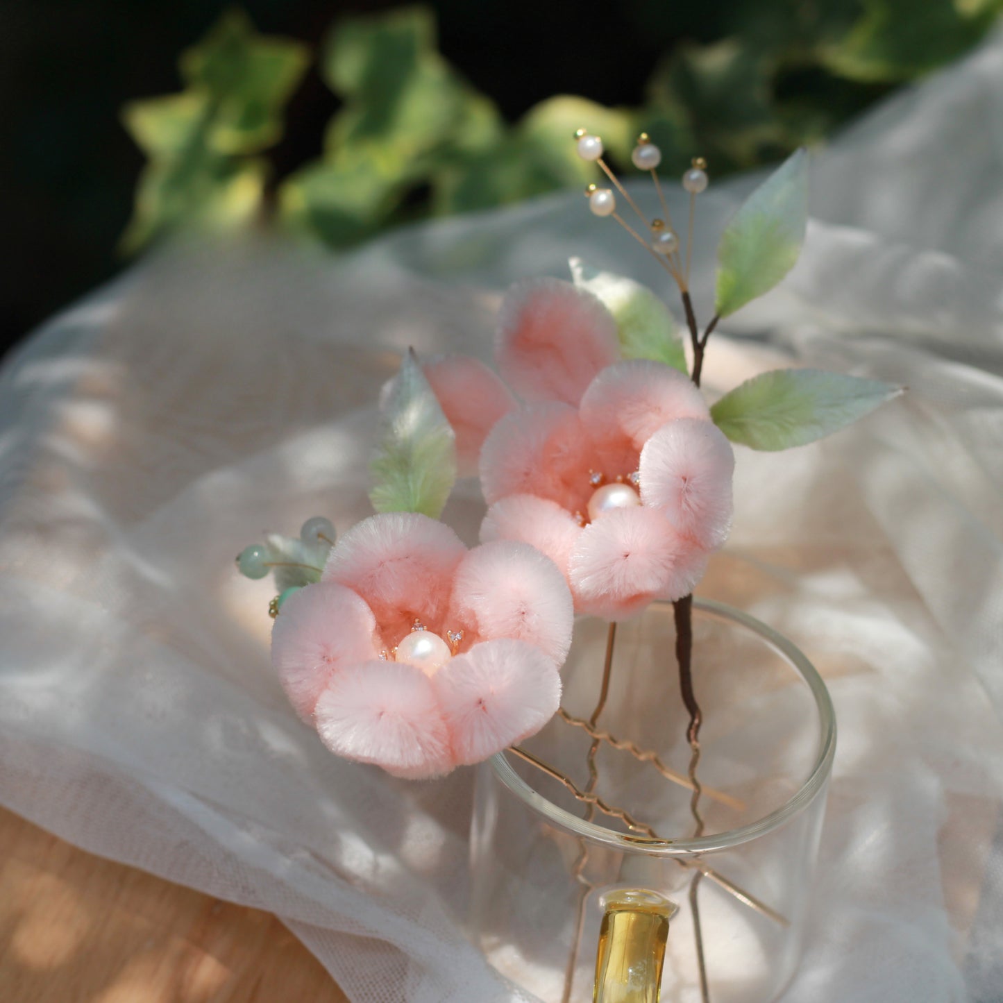 Fluffy Peachy Flower,Handmade Silk Velvet Flower,Brooch/Hair Pin/Clip