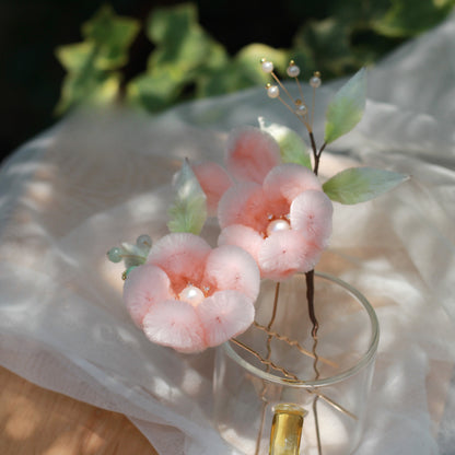Fluffy Peachy Flower,Handmade Silk Velvet Flower,Brooch/Hair Pin/Clip