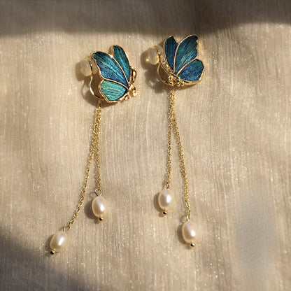 Peacock Feather & Natural Pearl Earrings,Handmade Silk Velvet Flower,Brooch/Hair Pin/Clip