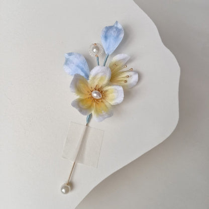 Moonlight, Handmade Silk Velvet Flower,Brooch/Hair Pin/Clip